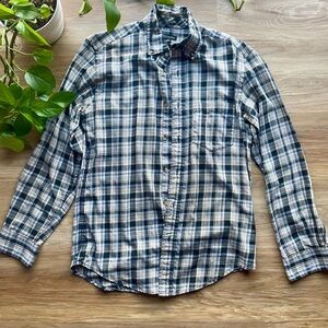 George Men's Gray and White Plaid Shirt